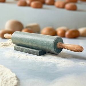 Green Marble Rolling Pin with Green Marble Base